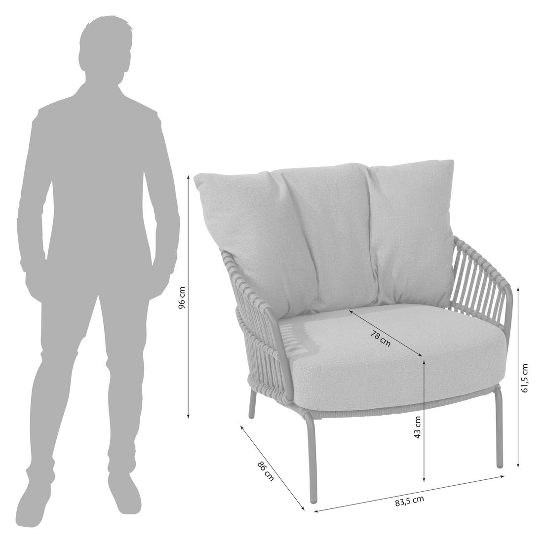 4Seasons Capalbio Loungesessel Edelstahl/Rope/Olefin