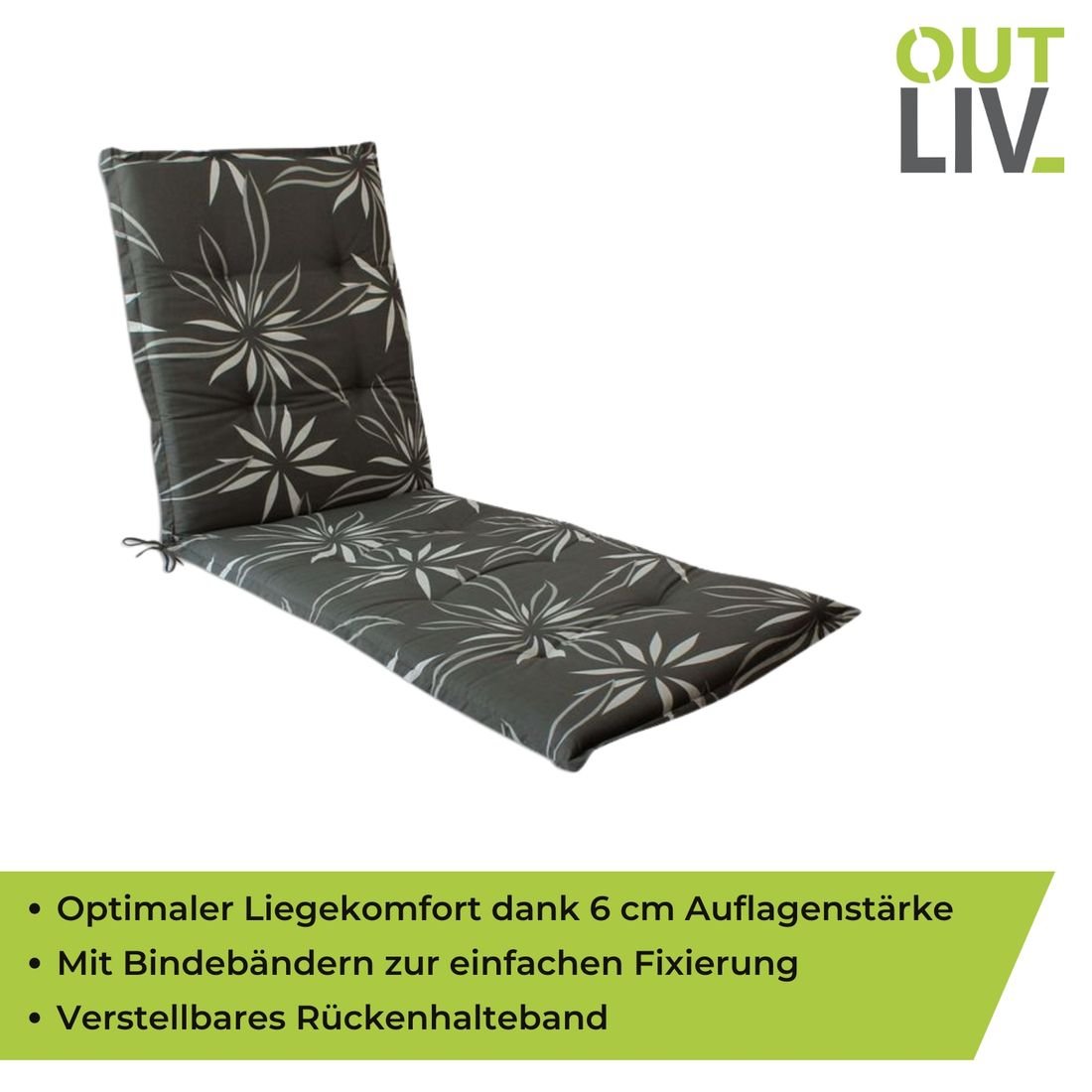 OUTLIV. Florence Gartenliegenauflage 60x190cm Mischgewebe