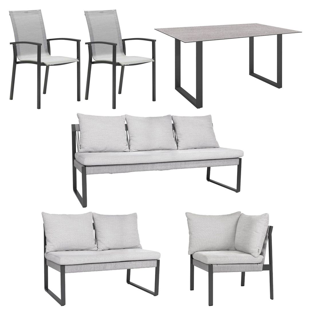 Stern Tammo Dininglounge Aluminium/Rope/Sunbrella