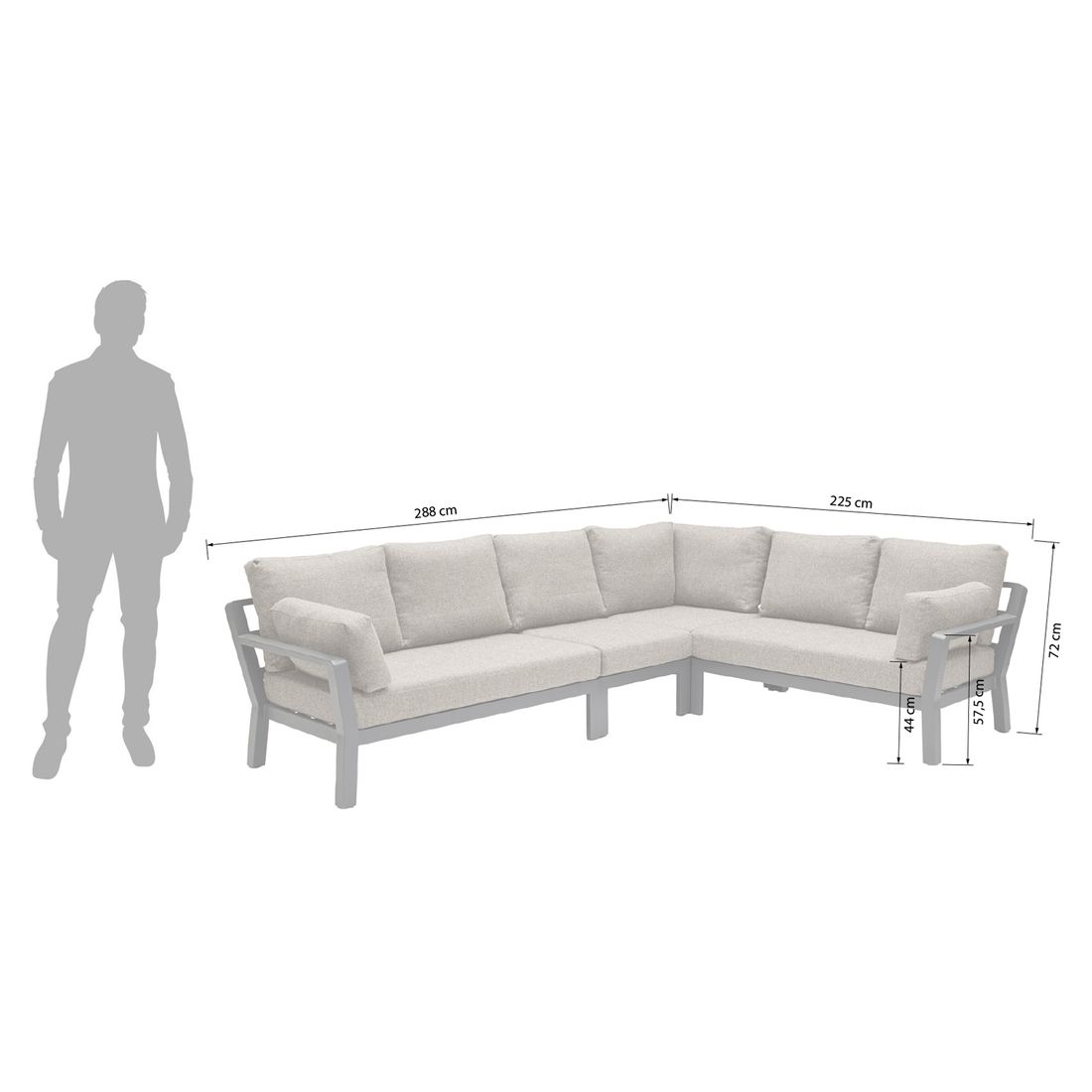 LC Garden Avena Dininglounge Tisch 140/180x80cm Aluminium/Polyester