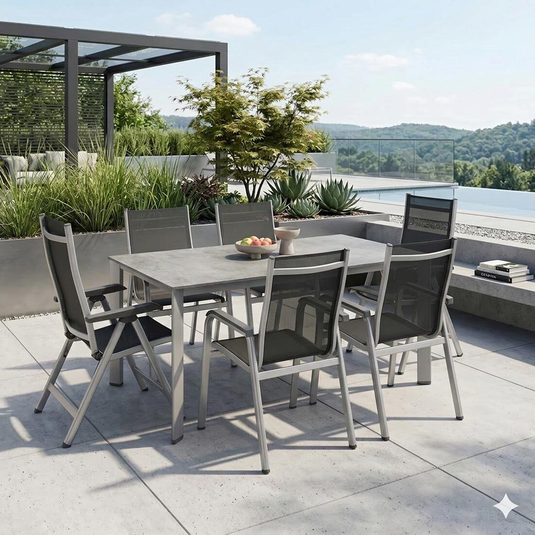 Kettler Basic Plus Gartenmöbel-Set L (6 Plätze) Tisch 180x95cm