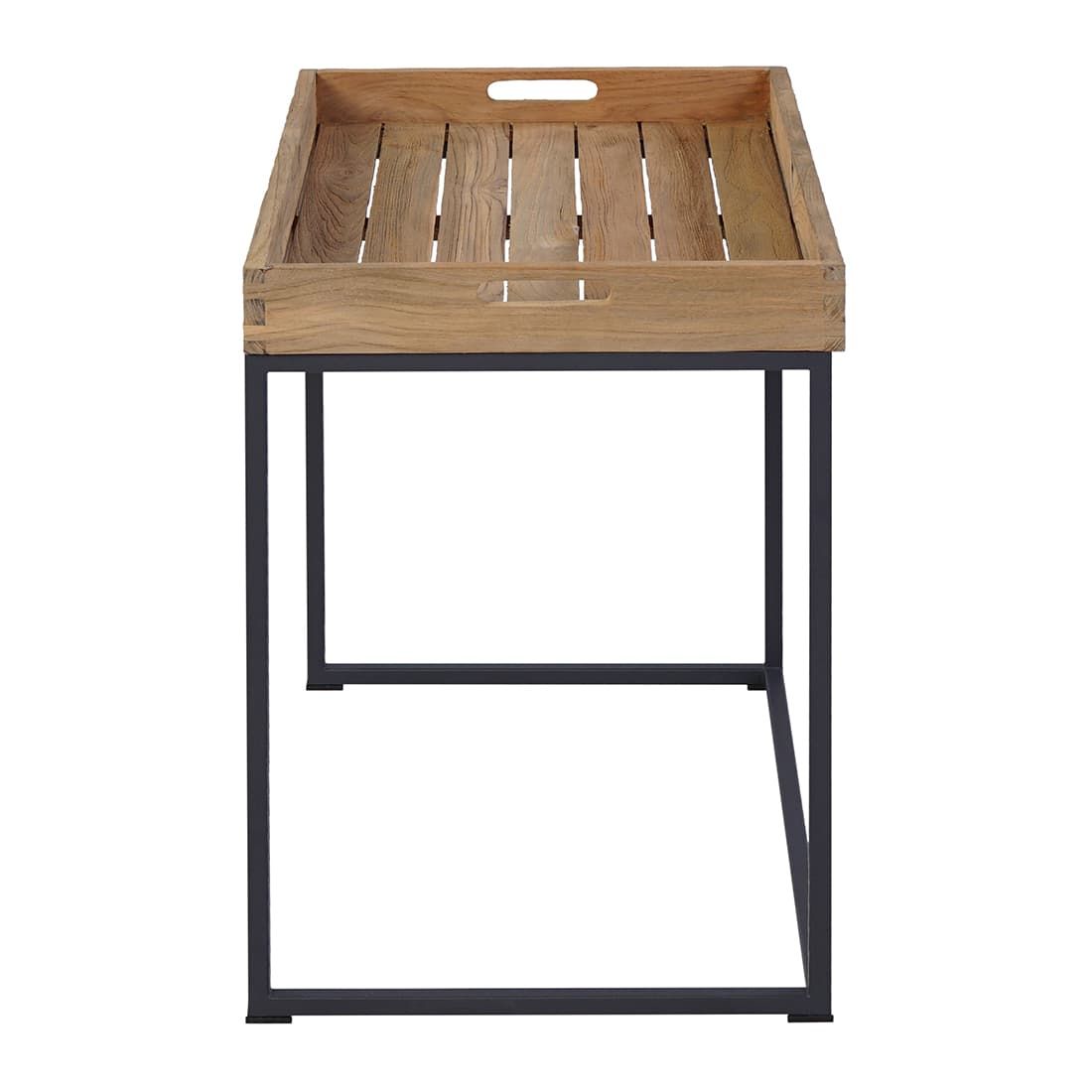 OUTLIV. Tray Beistelltisch 60x40cm Stahl/Teak Recycelt