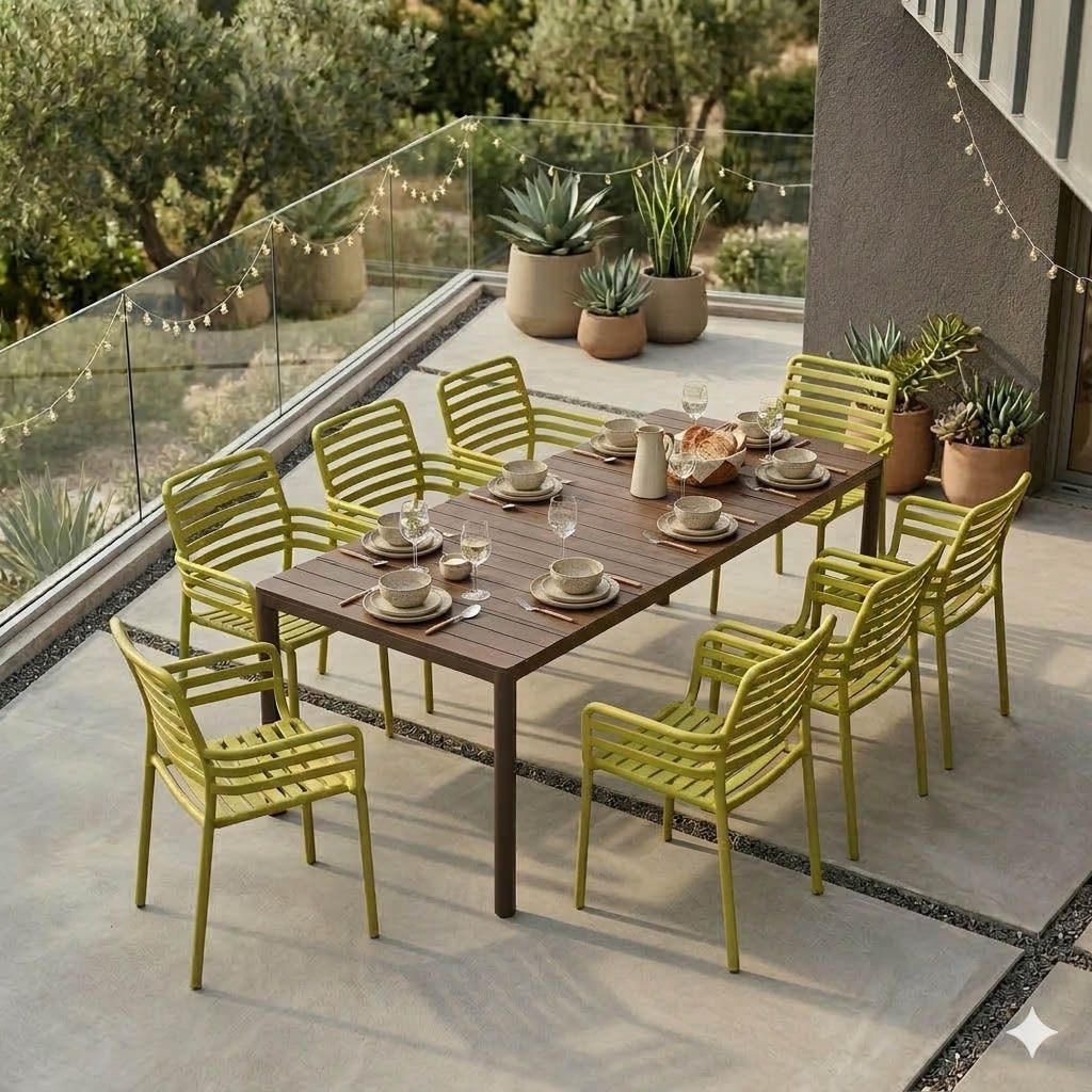 Nardi Doga Gartenmöbel-Set XL (8 Plätze) Tisch 211/275x100cm