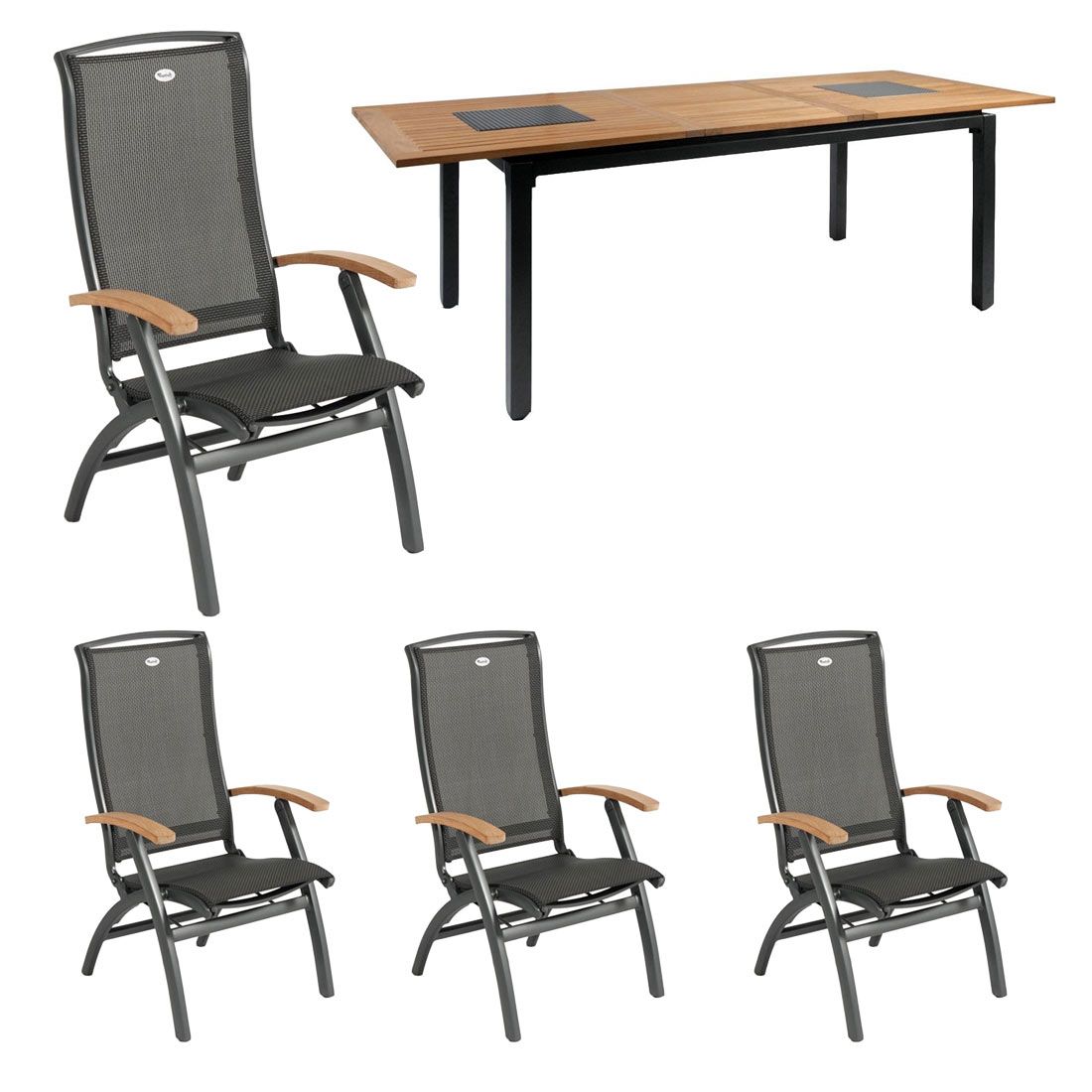 Hartman Da Vinci Gartenmöbel-Set M verstellbar (4 Plätze) Tisch 180/240x100cm