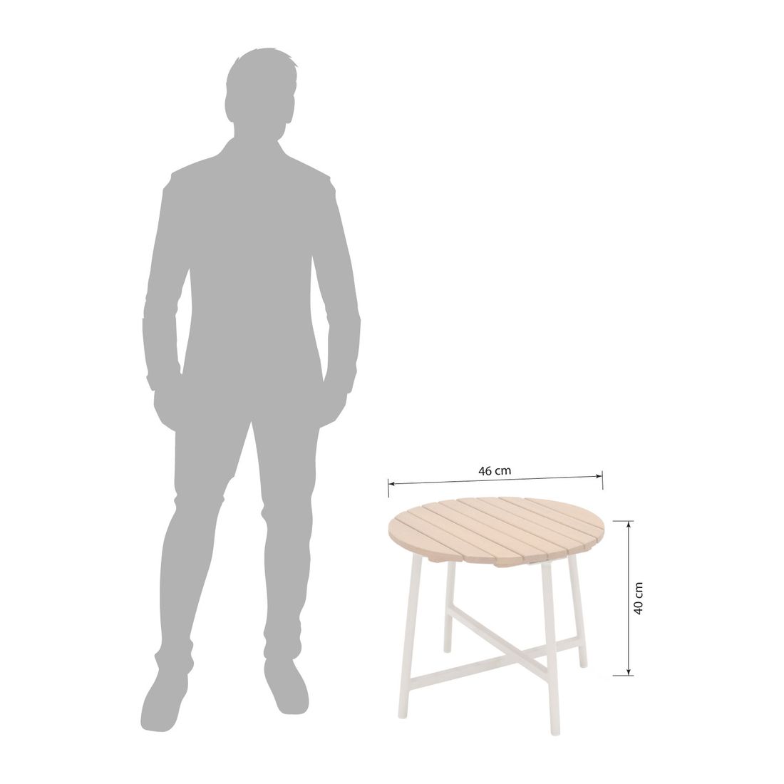 LifestyleGarden Copenhagen Beistelltisch Ø46cm Aluminium/Eukalyptus