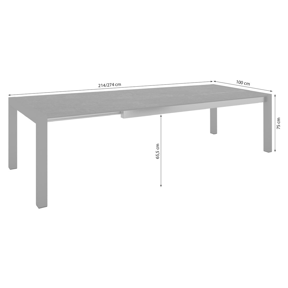 Stern Ausziehtisch Aluminium/Dekton