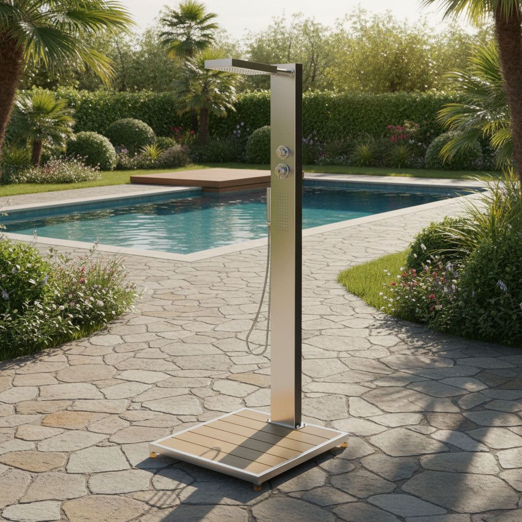 Ideal Elba Gartendusche Warmwasser Edelstahl/WPC