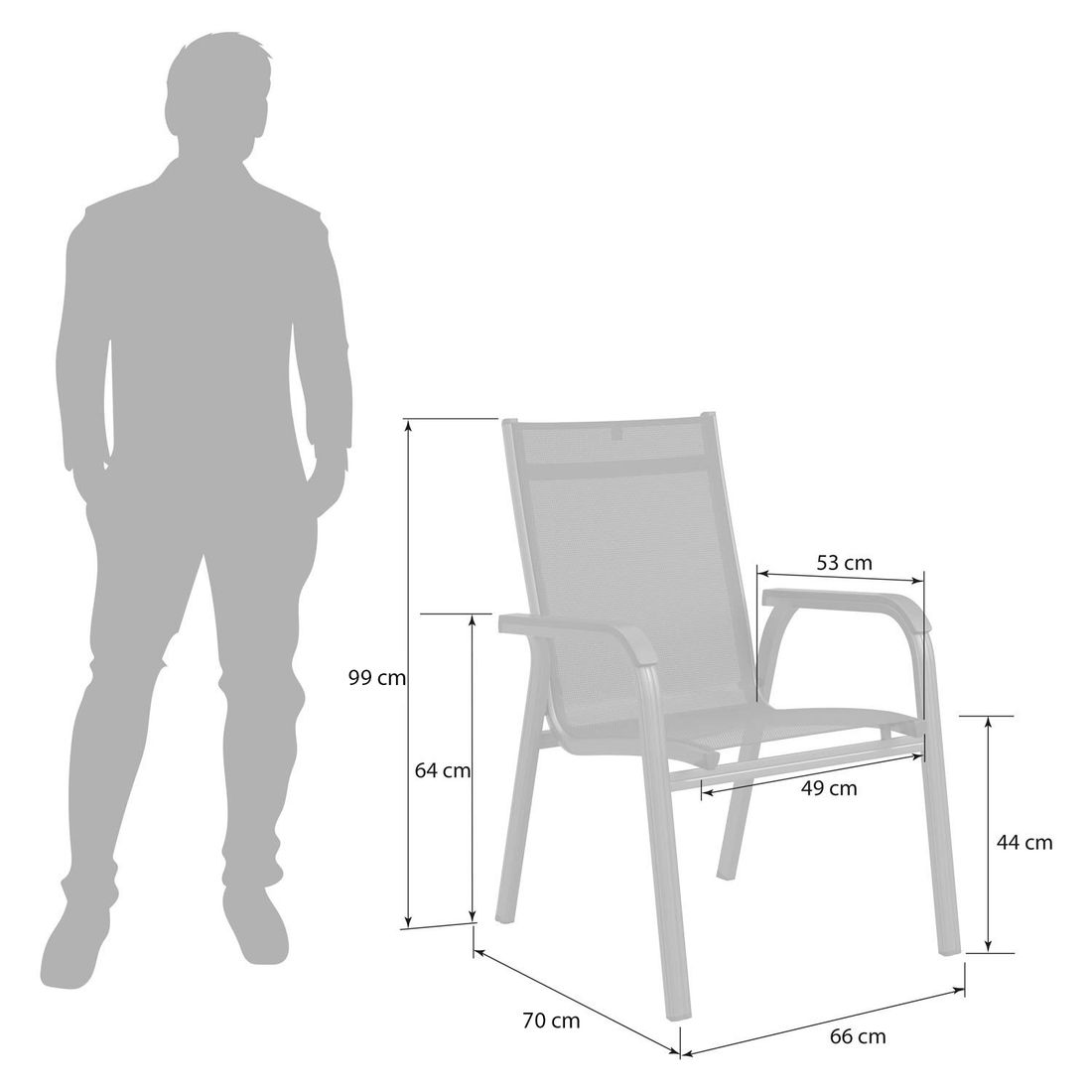 Kettler Basic Plus Stapelsessel Aluminium/Outdoorgewebe