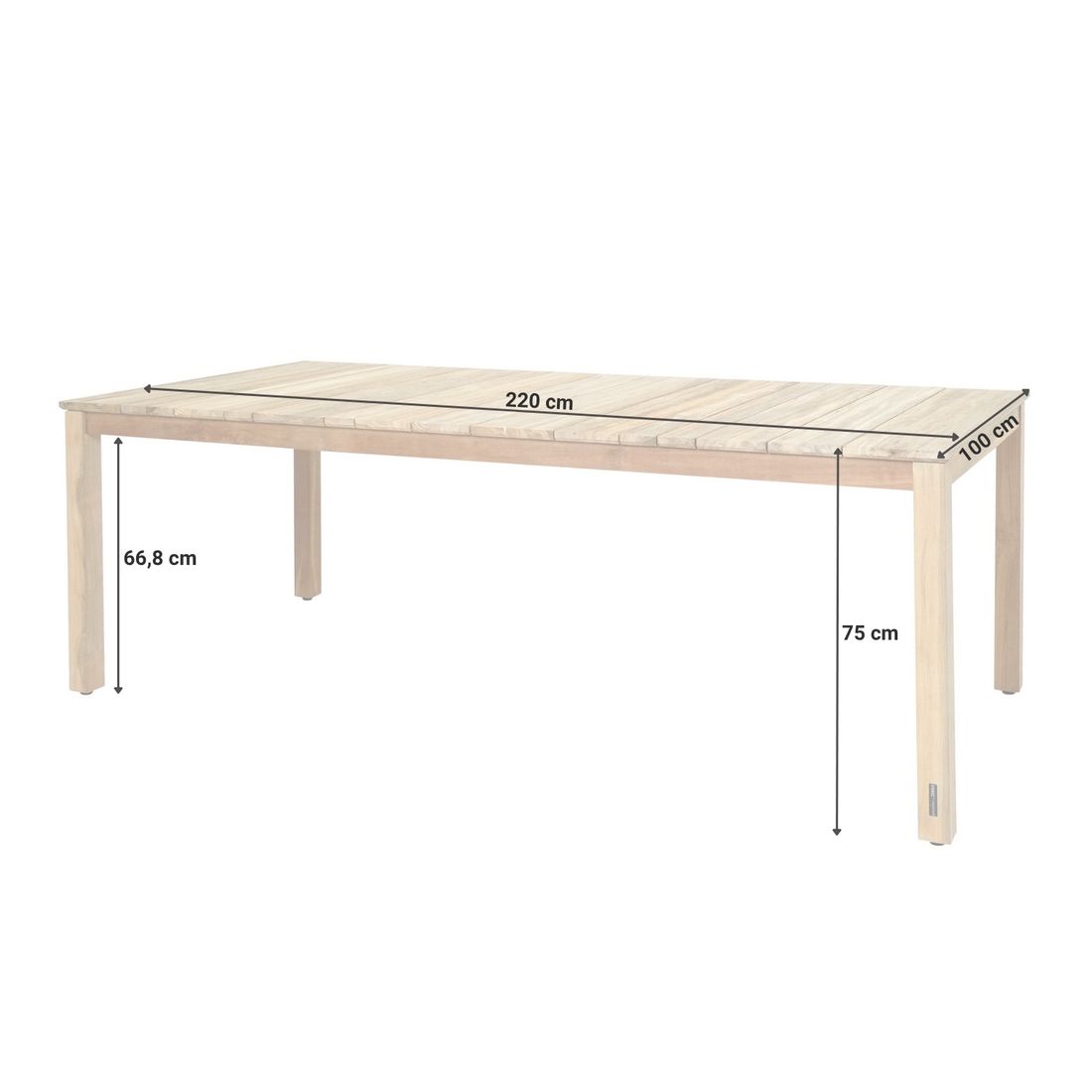 Zebra Derex Gartentisch 220x100cm Teak recycelt