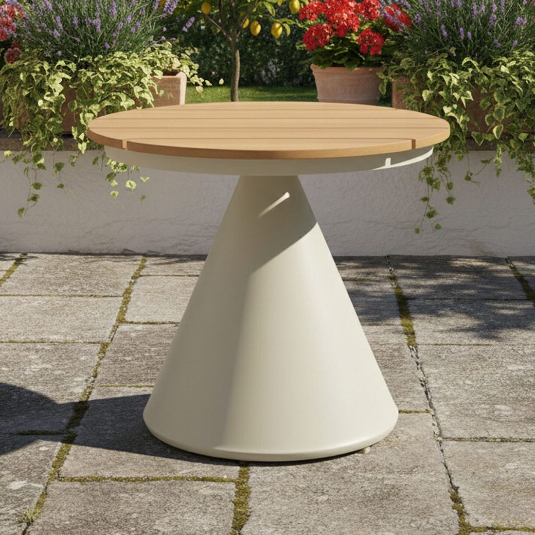 Interliving 7015 Beistelltisch Garten Ø50cm Aluminium/Teak