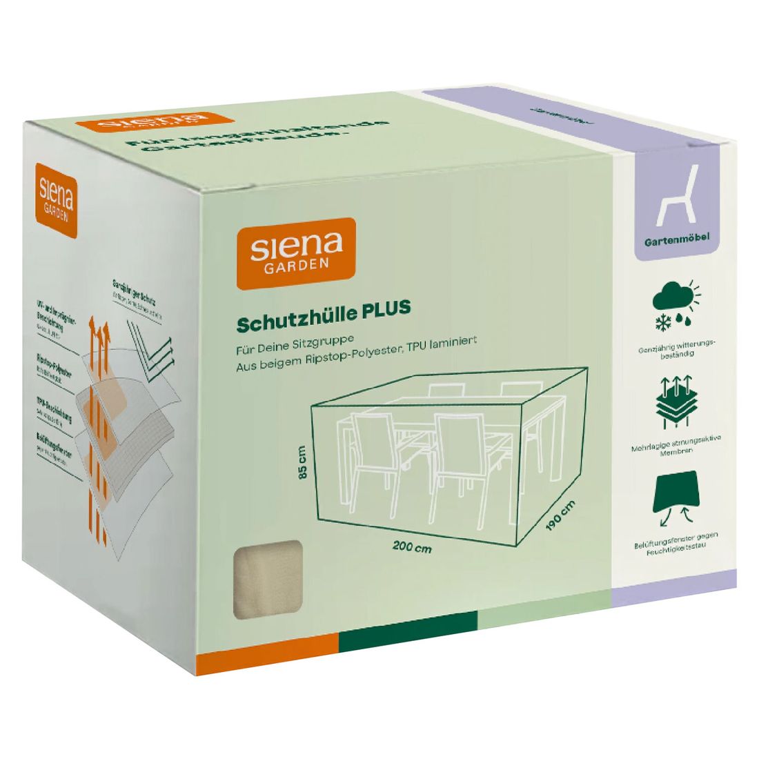 Siena Garden Plus Gartenmöbel-Set Schutzhülle 200x190x85cm