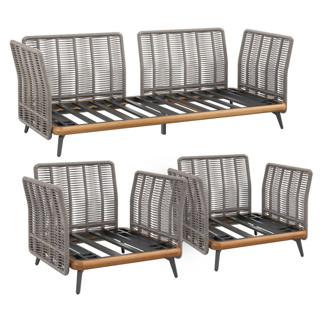 OUTLIV. Ava Loungeset inkl. Loungetisch Akazie/Rope/Polyester
