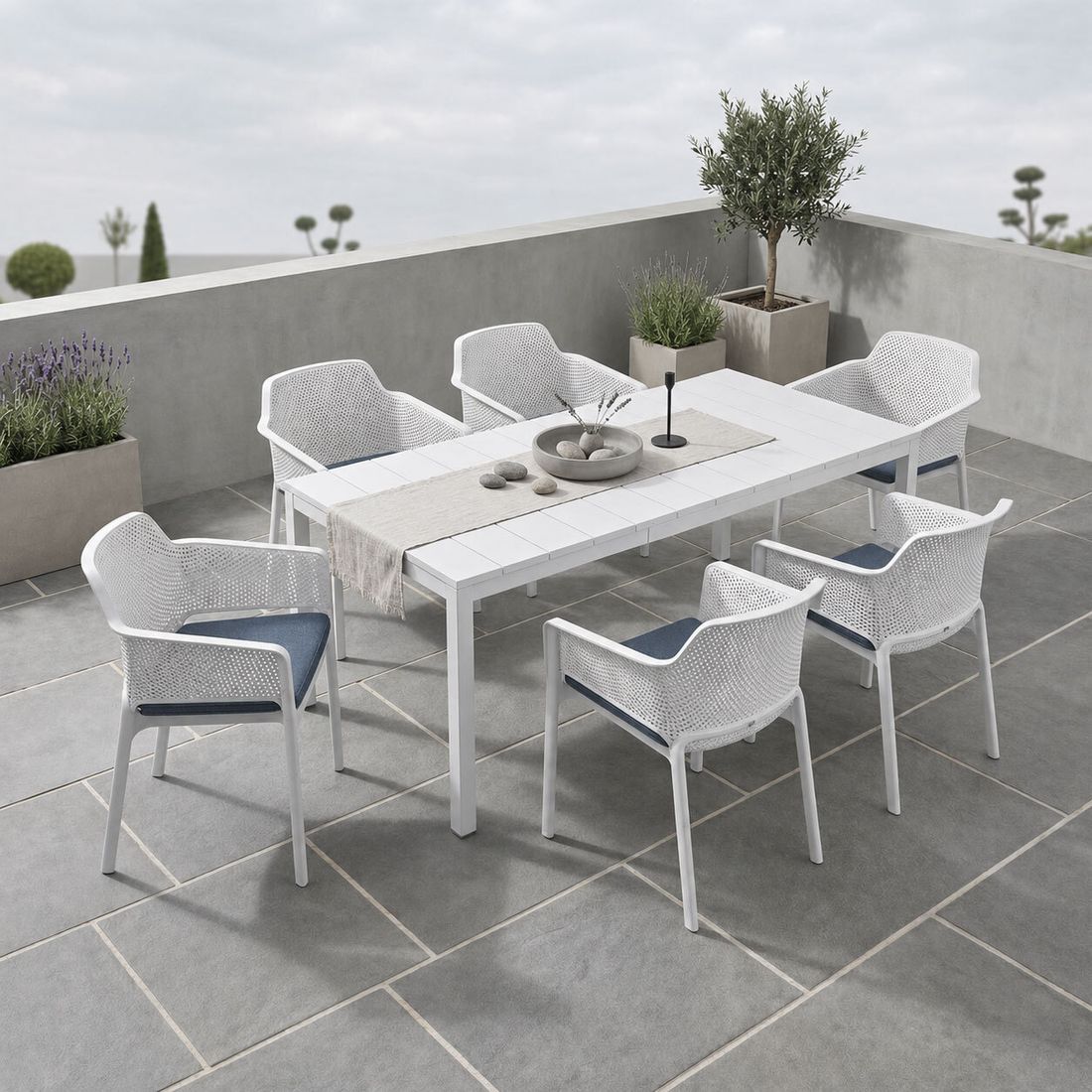Nardi Net Gartenmöbel-Set L (6 Plätze) Tisch 140/210x85cm