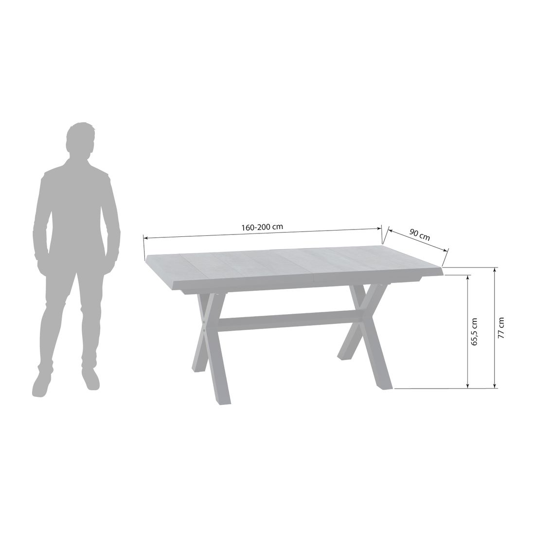 Siena Garden Sincro Ausziehtisch 160/200x90cm Aluminium/Keramik