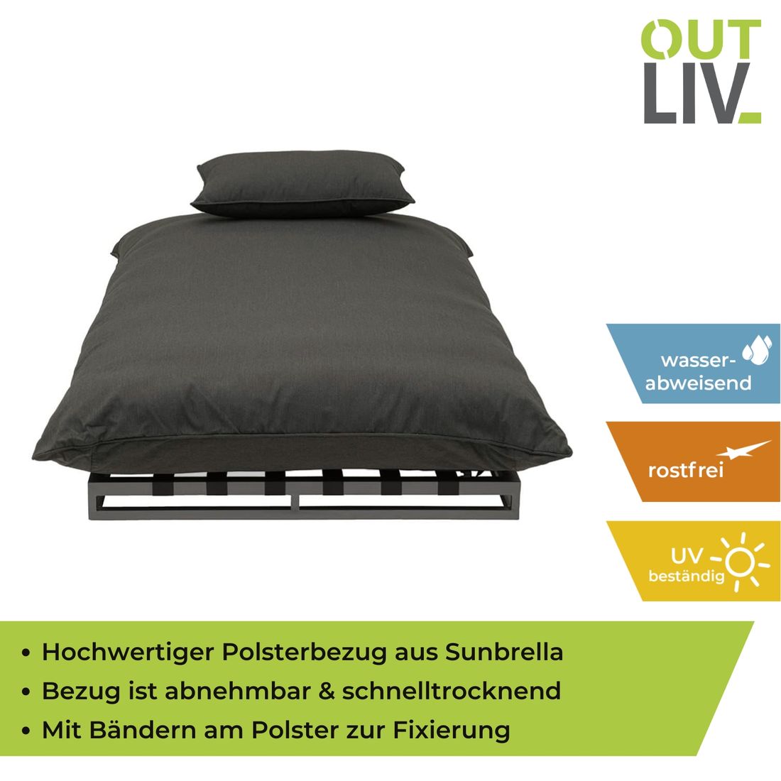OUTLIV. Heaven Gartenliege verstellbar Aluminium/Sunbrella