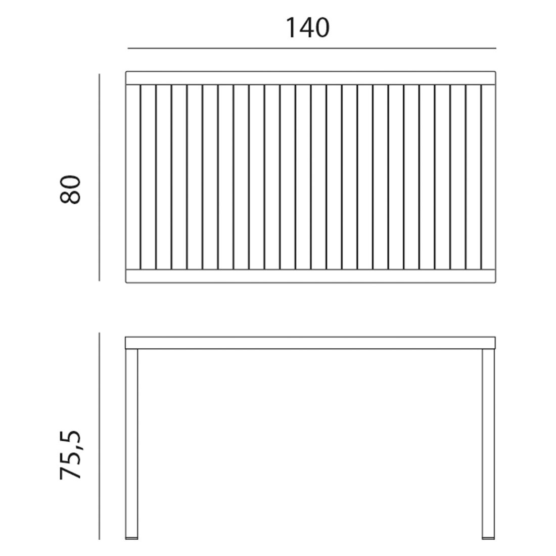 Nardi Cube Gartentisch 140x80cm Aluminium/DurelTOP