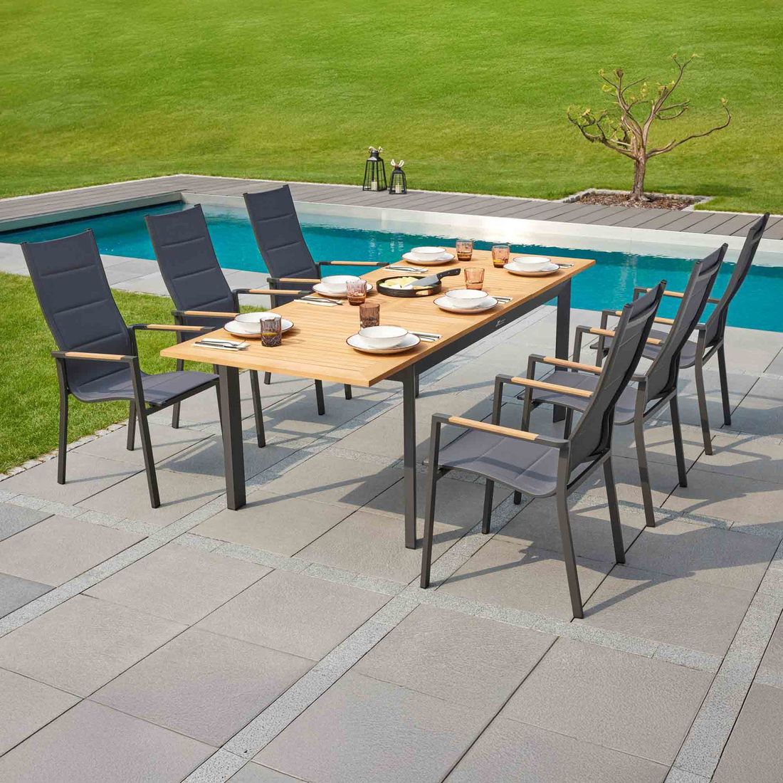 LC Garden Unicamo Stapelsessel Hochlehner Aluminium/Textilene