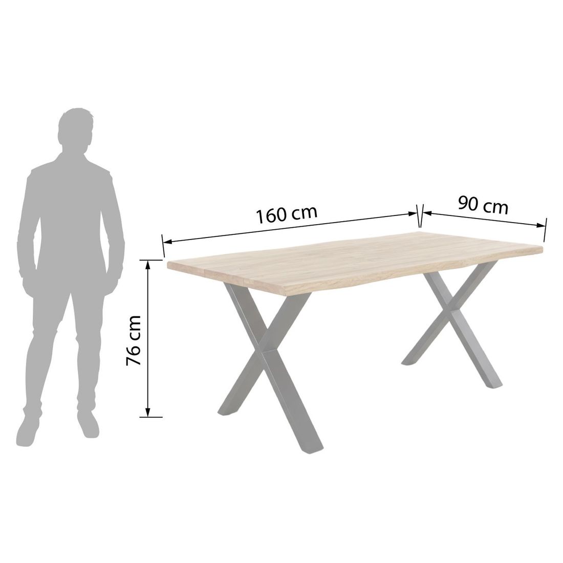 OUTLIV. Negara Gartentisch Edelstahl/Teak recycelt