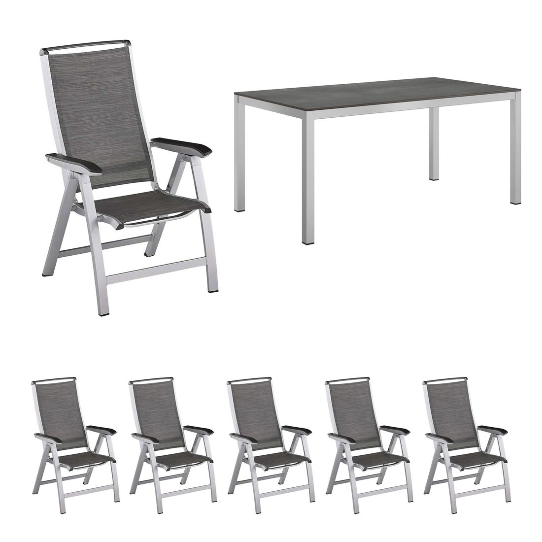 Kettler Forma II Gartenmöbel-Set L verstellbar (6 Plätze) mit OUTLIV. Tisch 160x90cm