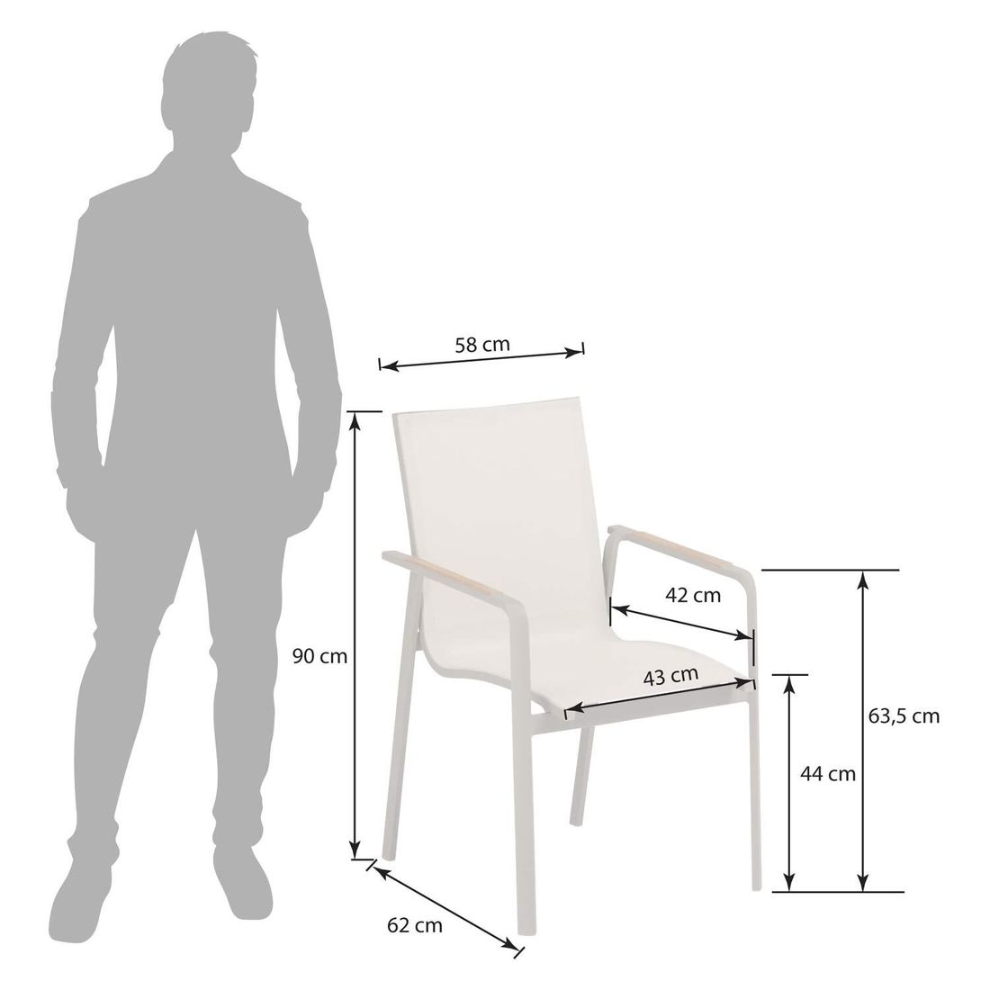 Kettler Diamond Stapelsessel Aluminium/Outdoorgewebe