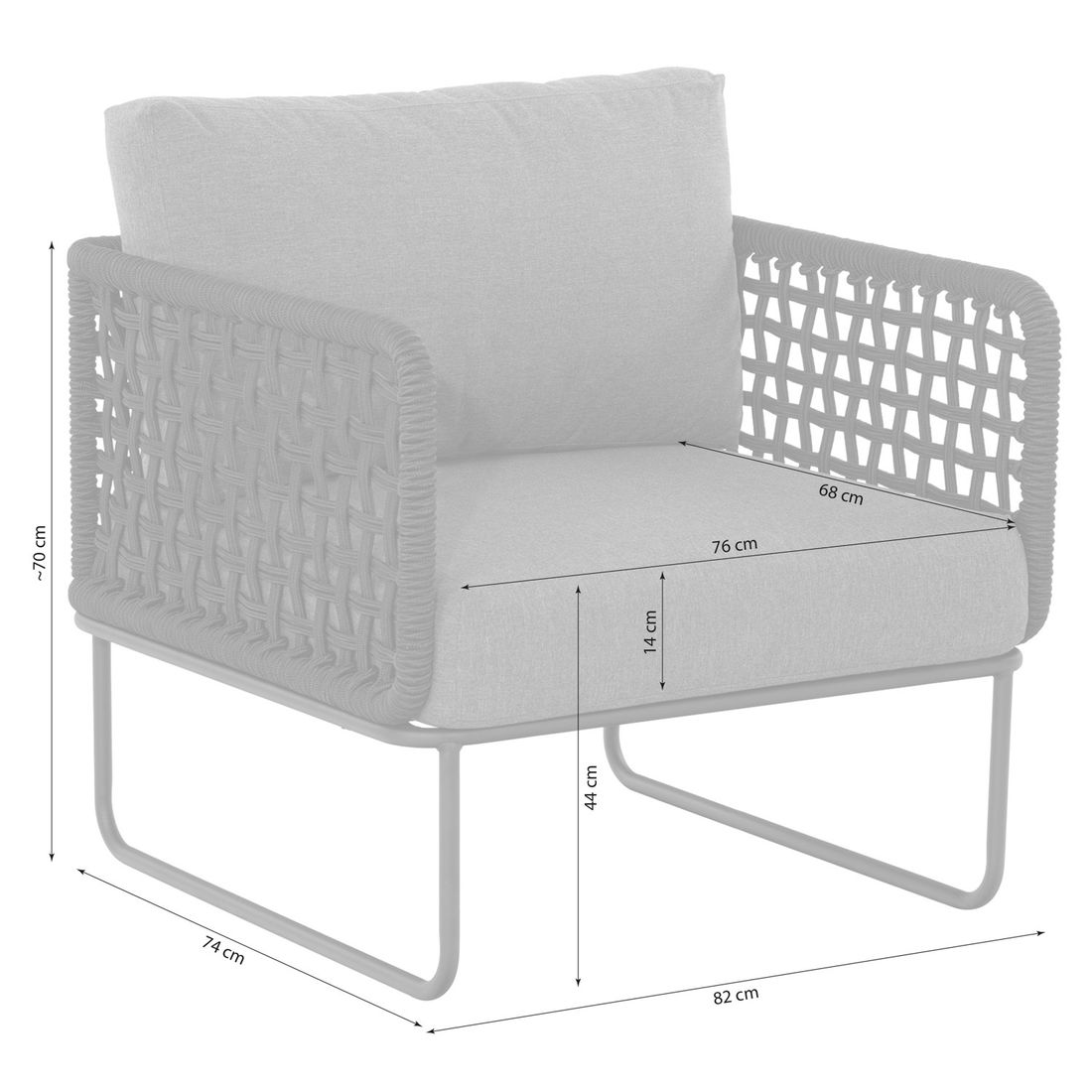 Cosmic Collection Tender Loungesessel Stahl/Rope/Olefin