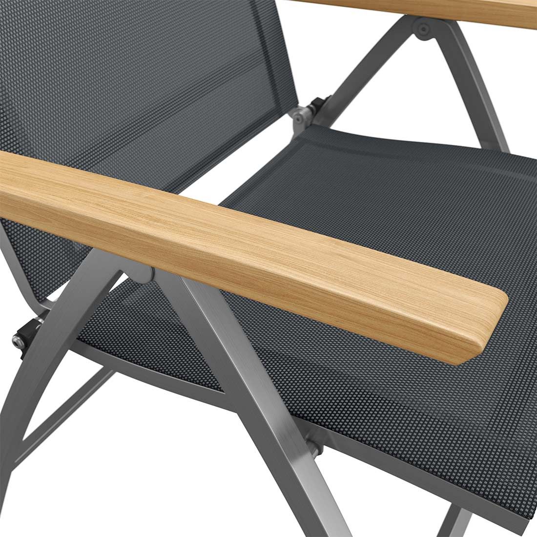 OUTLIV. Oviedo Klappsessel Edelstahl/Textilene/Teak-AL