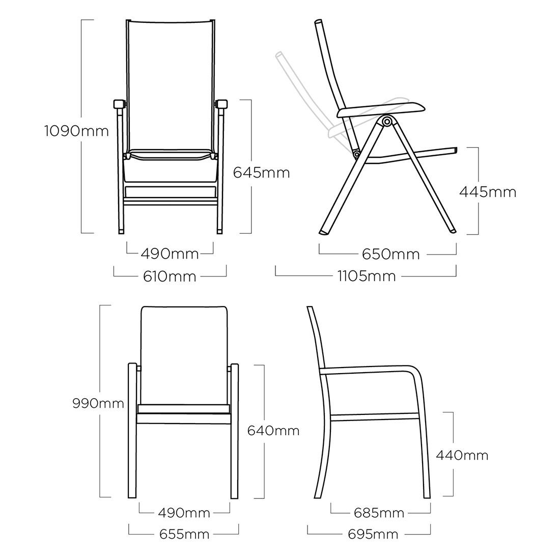Kettler Basic Plus Gartenmöbel-Set M (4 Plätze) Tisch 160x90cm