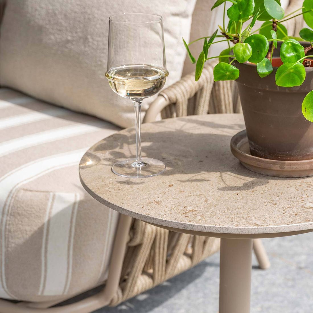 4Seasons Boaz Loungetisch Ø45cm Edelstahl/Keramik
