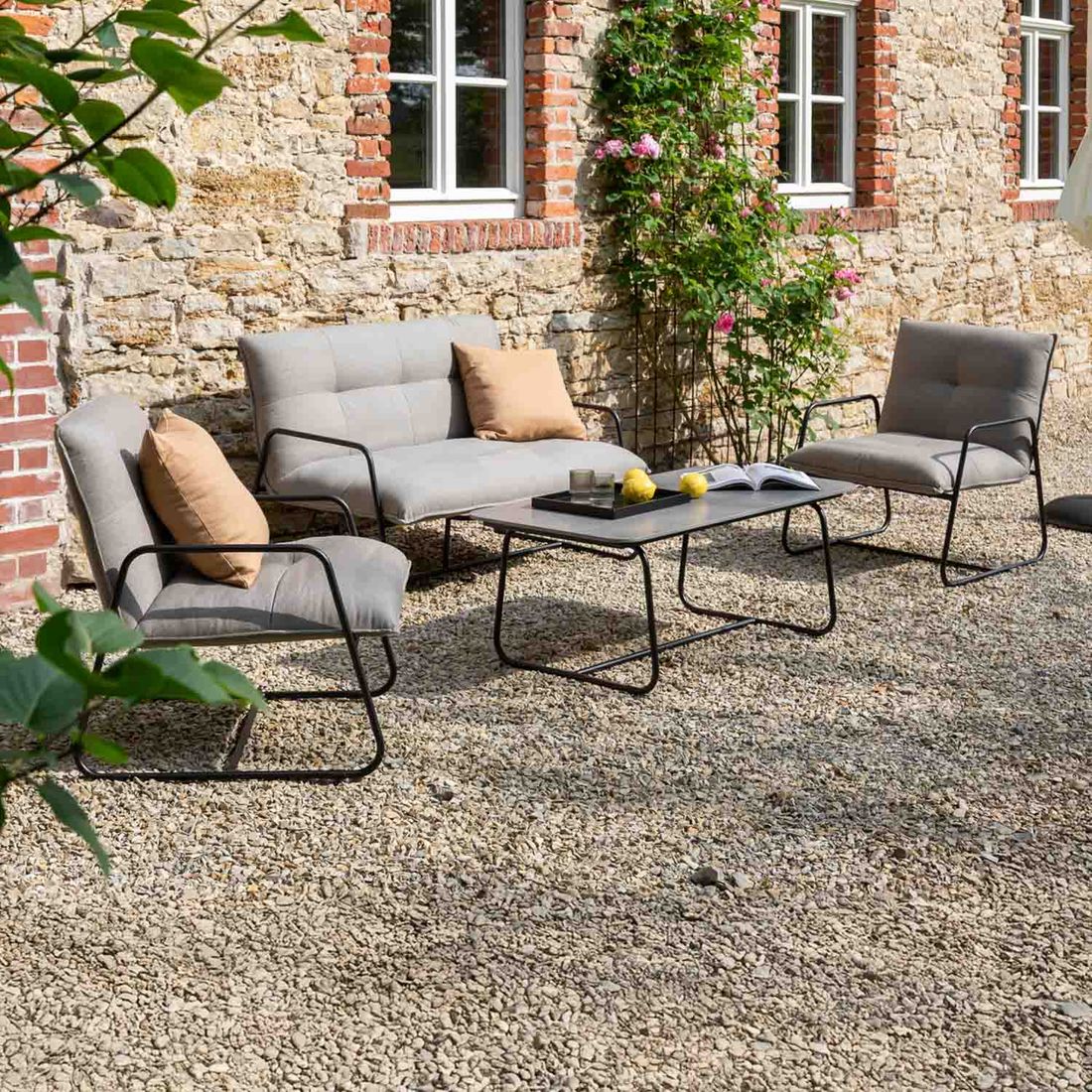 Schöner Wohnen Fontein Loungetisch 120x60cm Aluminium/Keramik