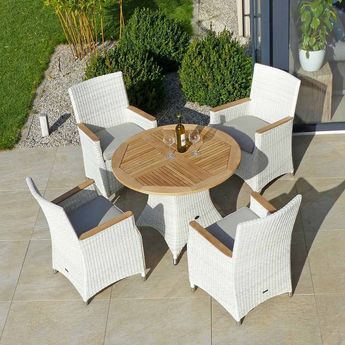 Zebra Yachtclub Loomus Gartentisch Ø100cm Geflecht/Teak