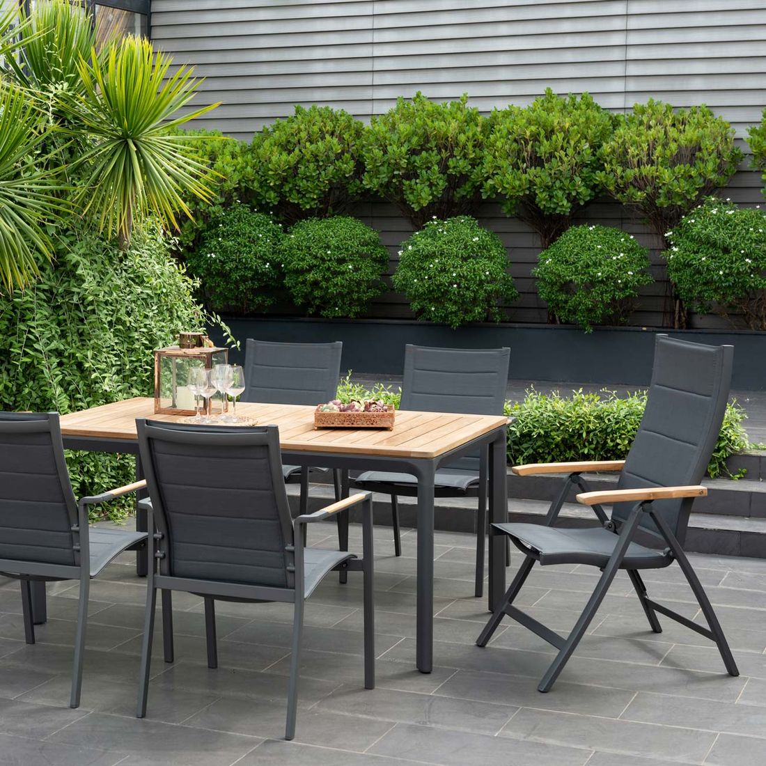 LifestyleGarden Dalgas Gartentisch 160x90cm Aluminium/Teak