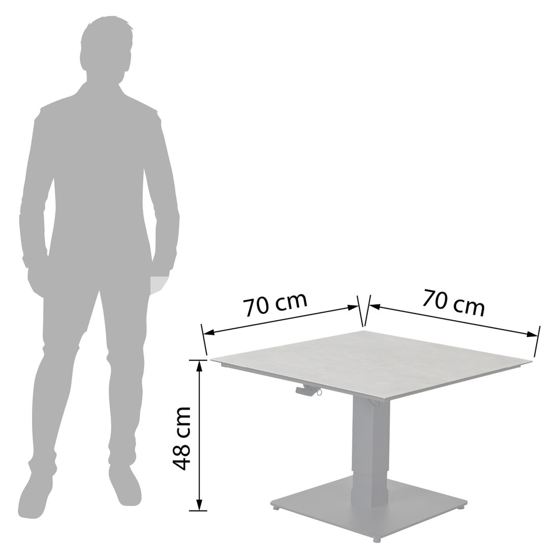 LC Garden Bondino Lifttisch Aluminium/Glaskeramik