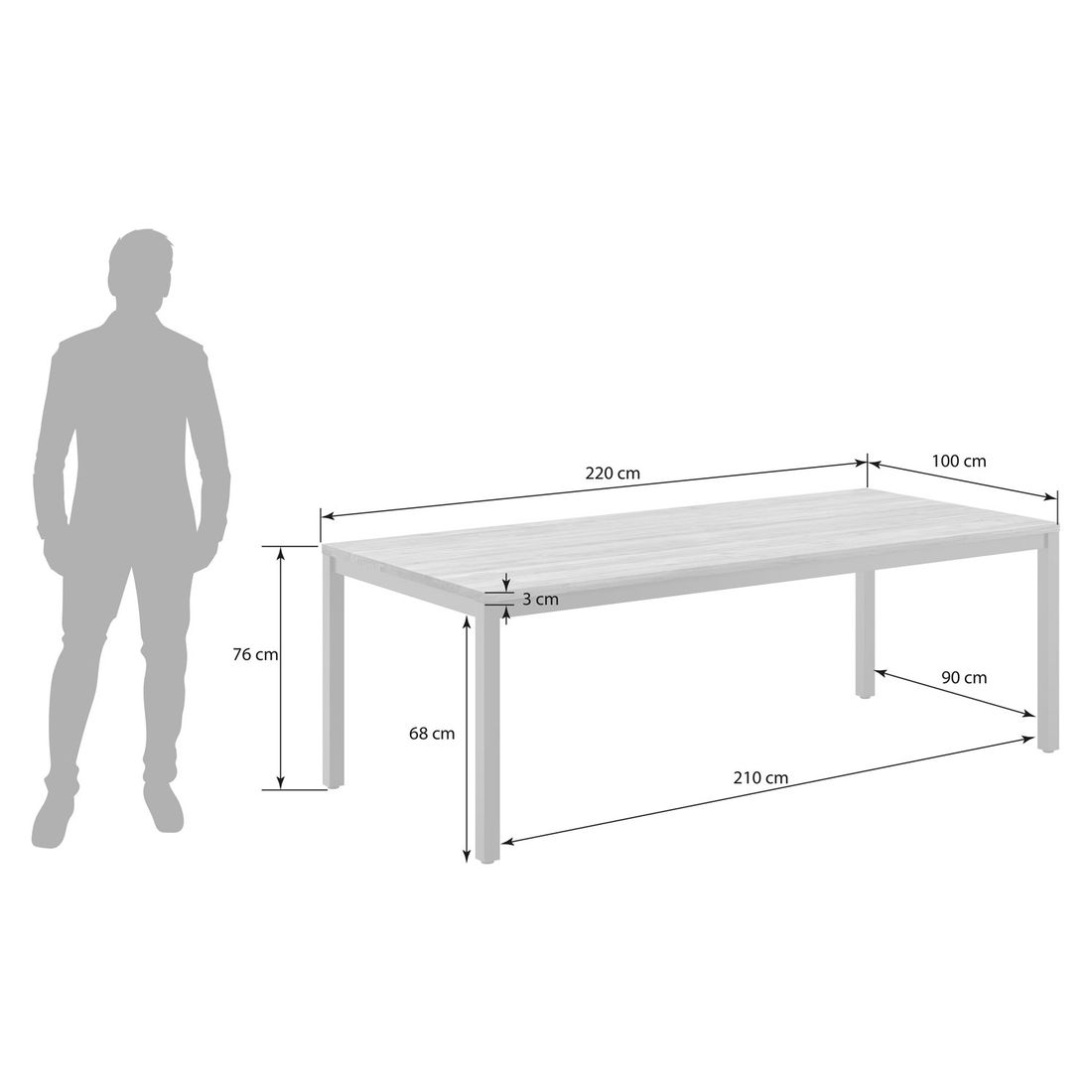 OUTLIV. Kobe Gartentisch Aluminium/Teak recycelt
