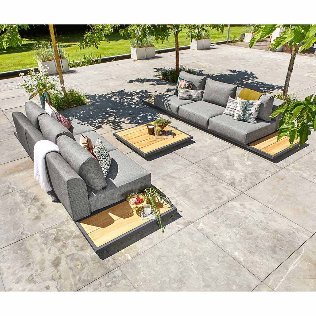 Suns Kota Loungetisch 110x110x10cm Aluminium/Teak