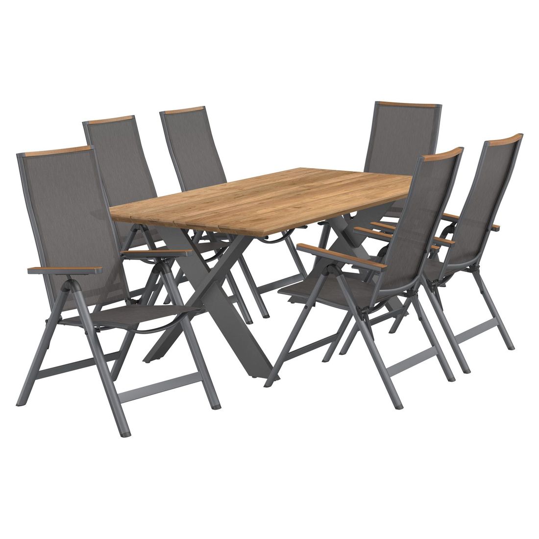 OUTLIV. Jacob Gartenmöbel-Set L verstellbar (6 Plätze) Tisch 200x100cm