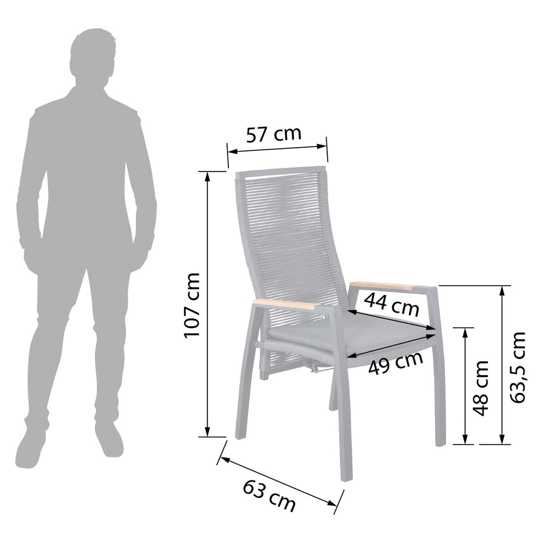 LC Garden Diwo Gartensessel verstellbar Aluminium mit Sitzkissen