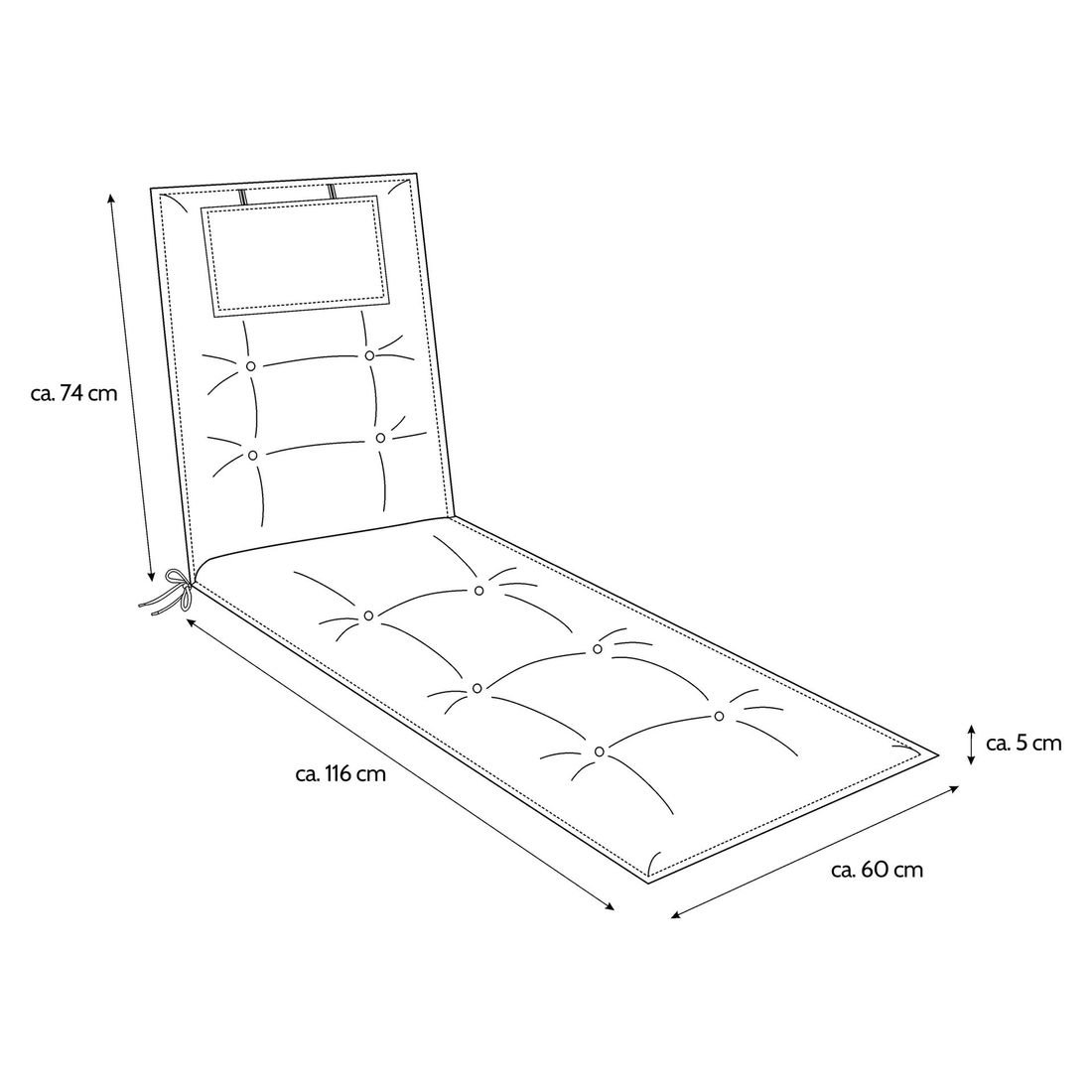 KETTtex Turin Gartenliegenauflage 60x190cm Kunstfaser