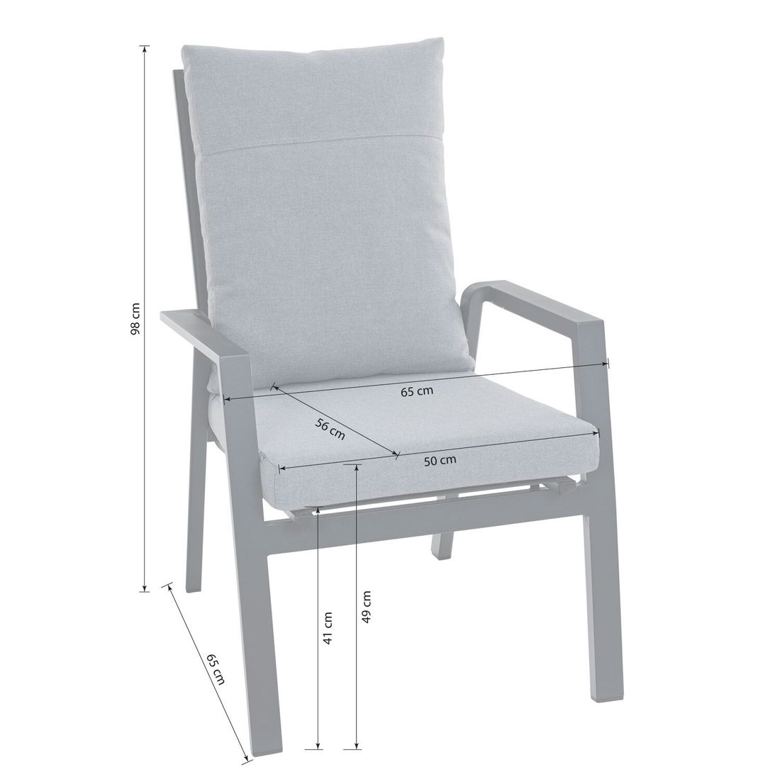 Siena Garden Valencia Stapelsessel Aluminium mit Sitz- und Rückenkissen