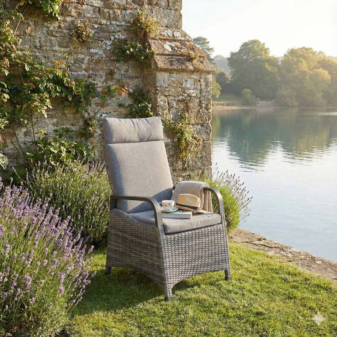 LC Garden Komido Gartensessel verstellbar Aluminium mit Sitz- und Rückenkissen