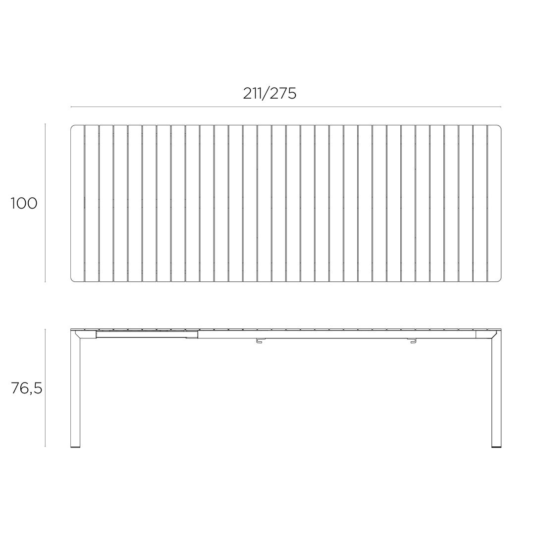 Nardi Net Gartenmöbel-Set XL (8 Plätze) Tisch 211/275x100cm