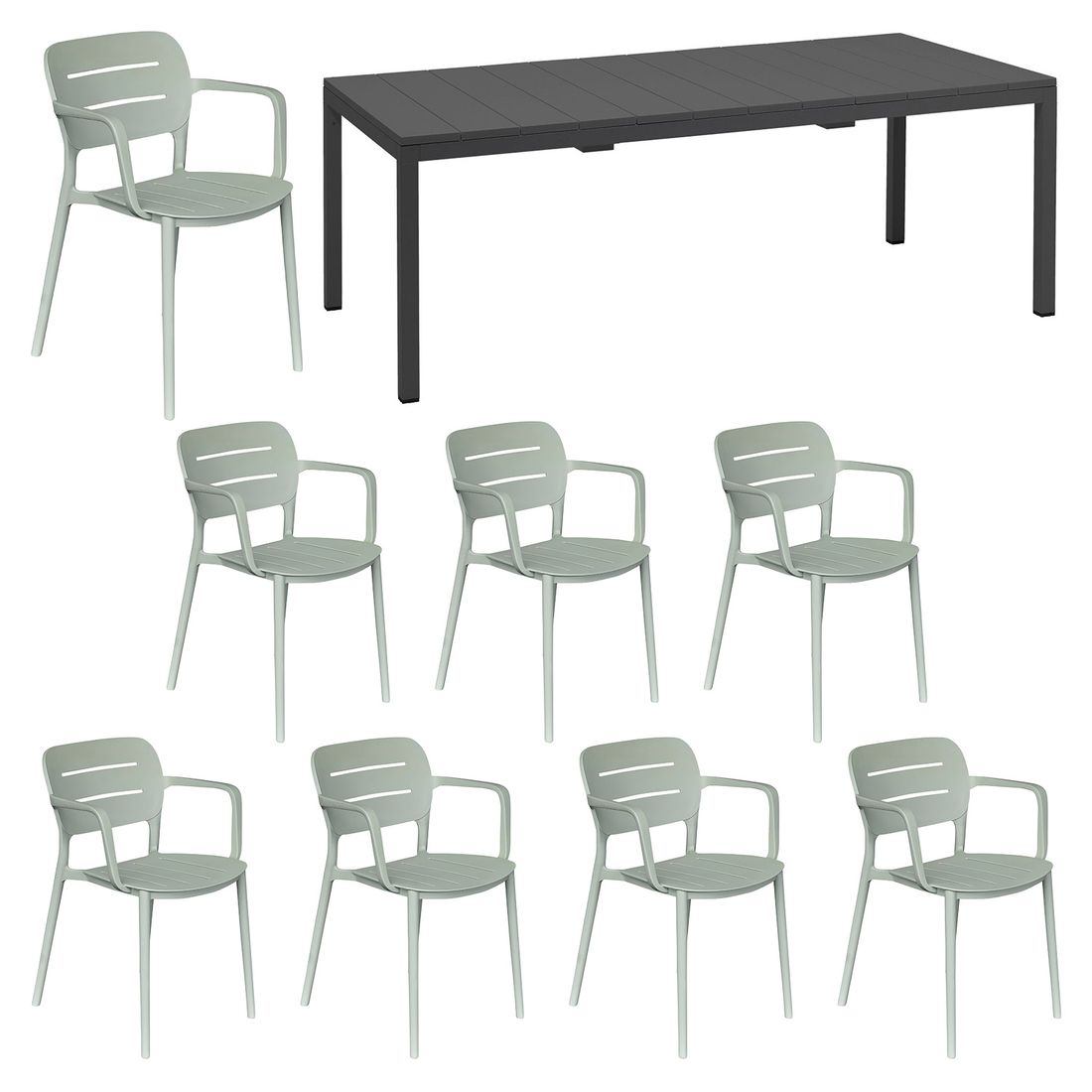 OUTLIV. Vivien Gartenmöbel-Set XL (8 Plätze) mit Nardi Tisch 210/280x100cm