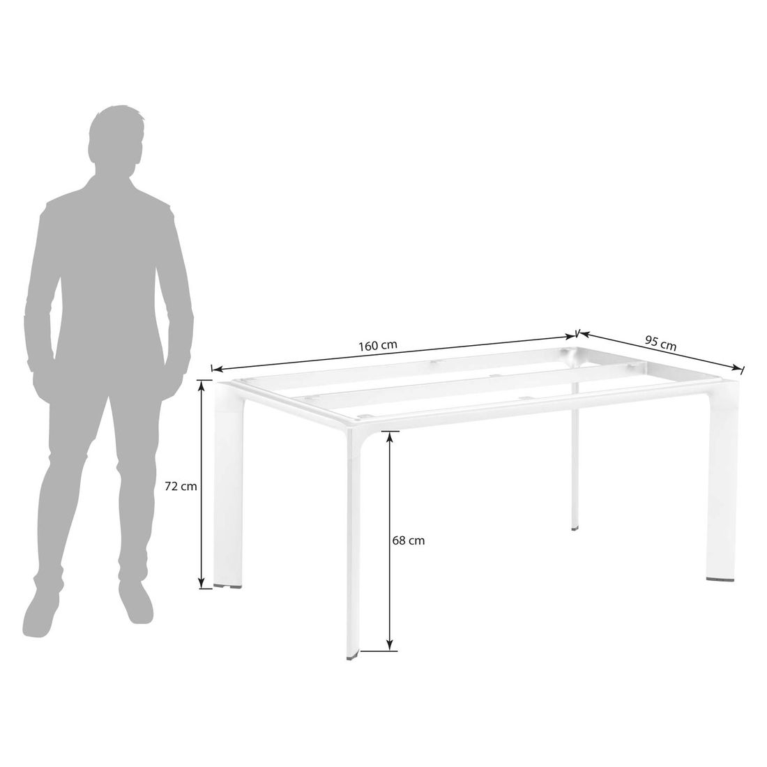 Kettler Diamond Gartentisch-Gestell 160x95cm Aluminium