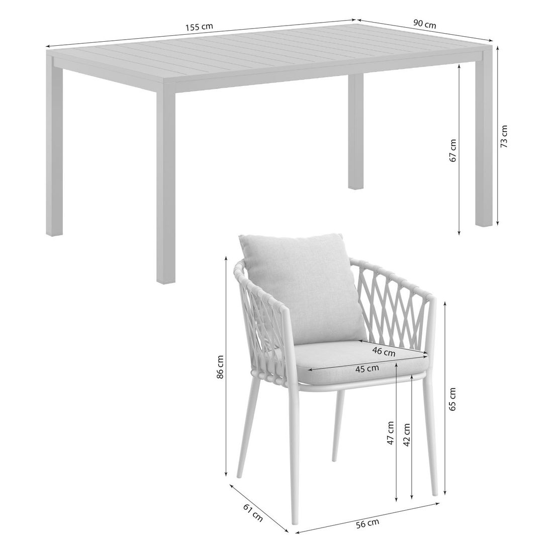 LC Garden Sunrepo Gartenmöbel-Set L (6 Plätze) mit OUTLIV. Tisch 155x90cm
