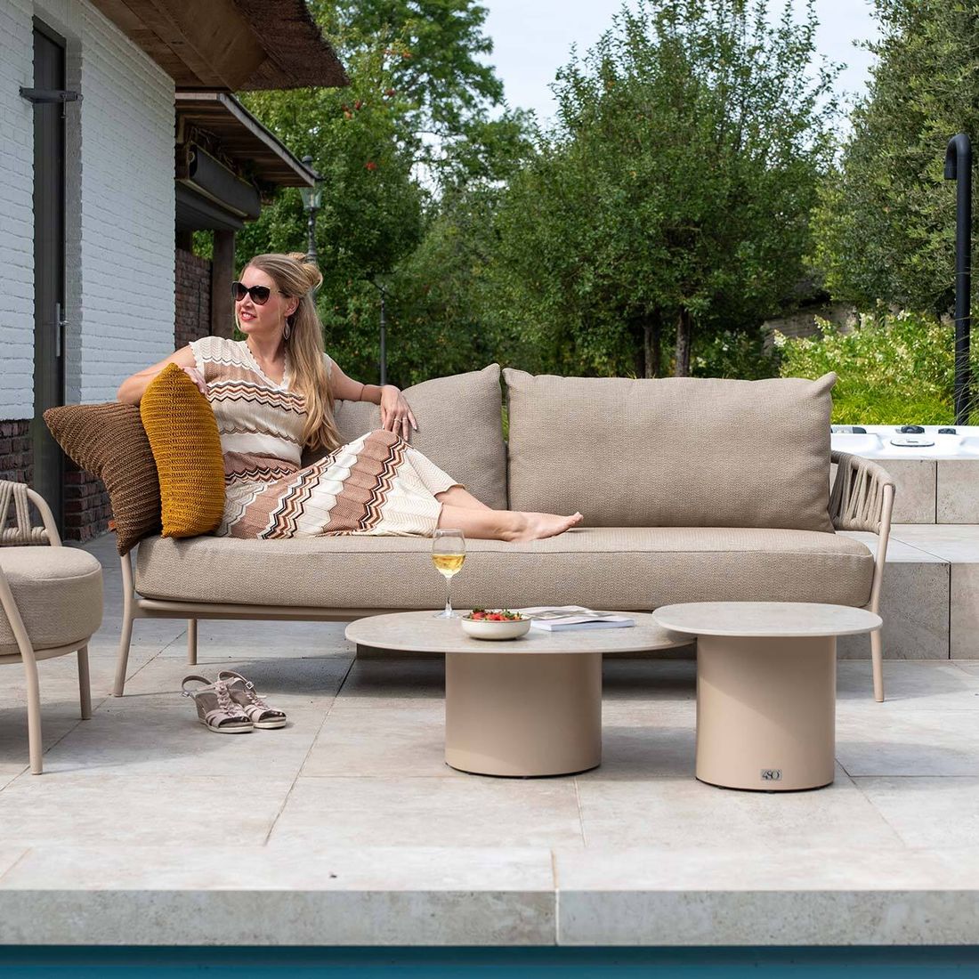 4Seasons Calma Gartenloungesofa Aluminium/Rope/Olefin