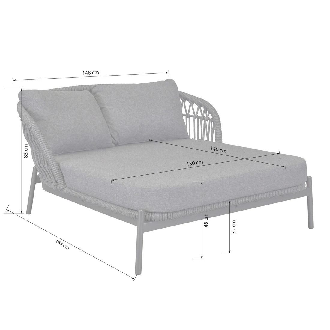 LC Garden Bari Daybed Aluminium/Rope/Olefin
