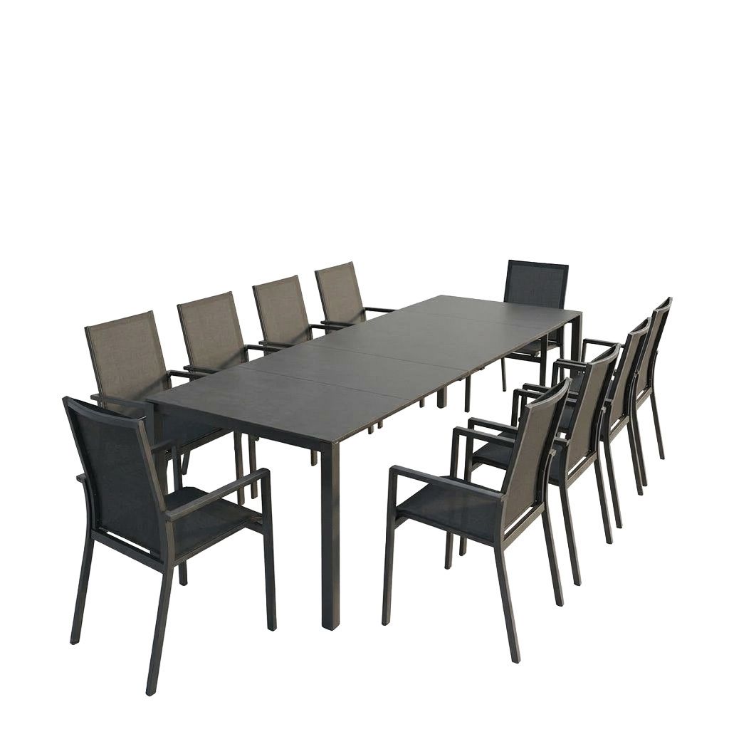OUTLIV. Lucca Gartenmöbel-Set XXL (10 Plätze) Tisch 160/217/267x92cm