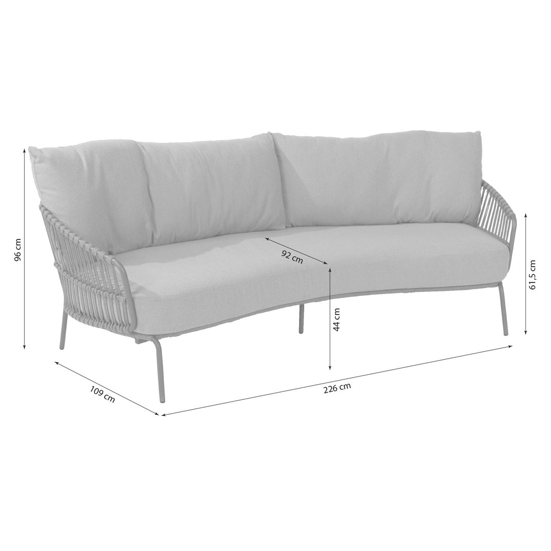 4Seasons Capalbio Loungebank Edelstahl/Rope/Olefin