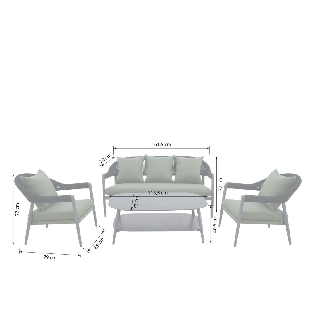 MWH Camarillo Loungeset Aluminium/Rope