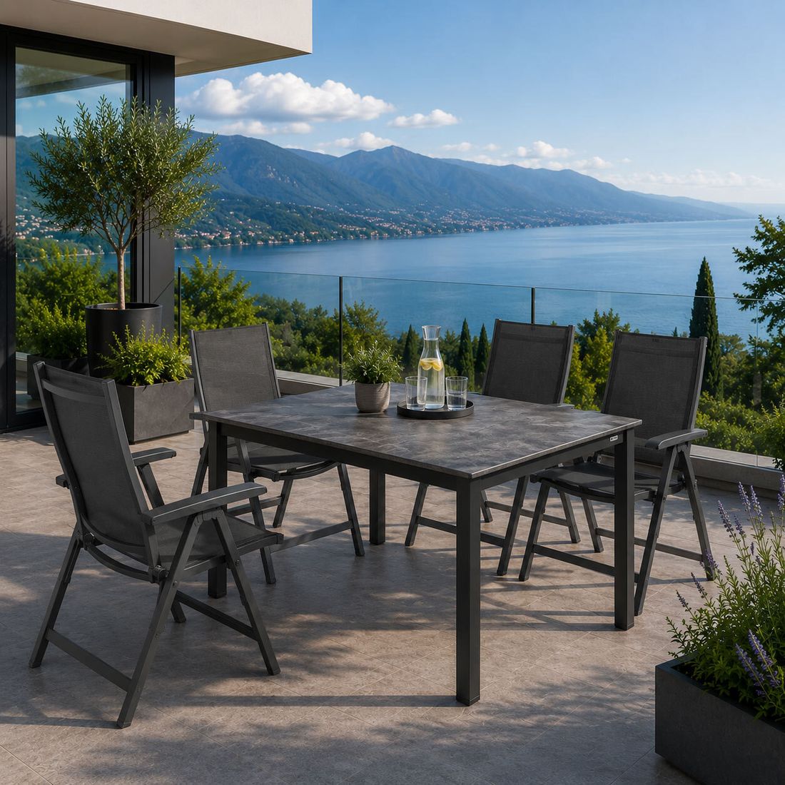 Kettler Basic Plus Gartenmöbel-Set M (4 Plätze) Tisch 160x90cm