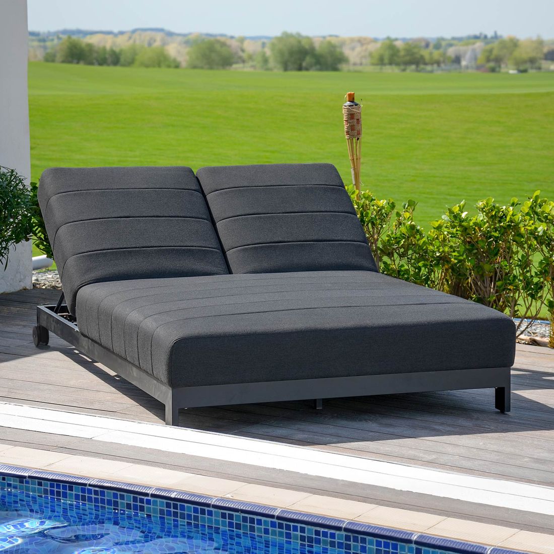 OUTLIV. Miami Doppelliege verstellbar Aluminium/Sunbrella